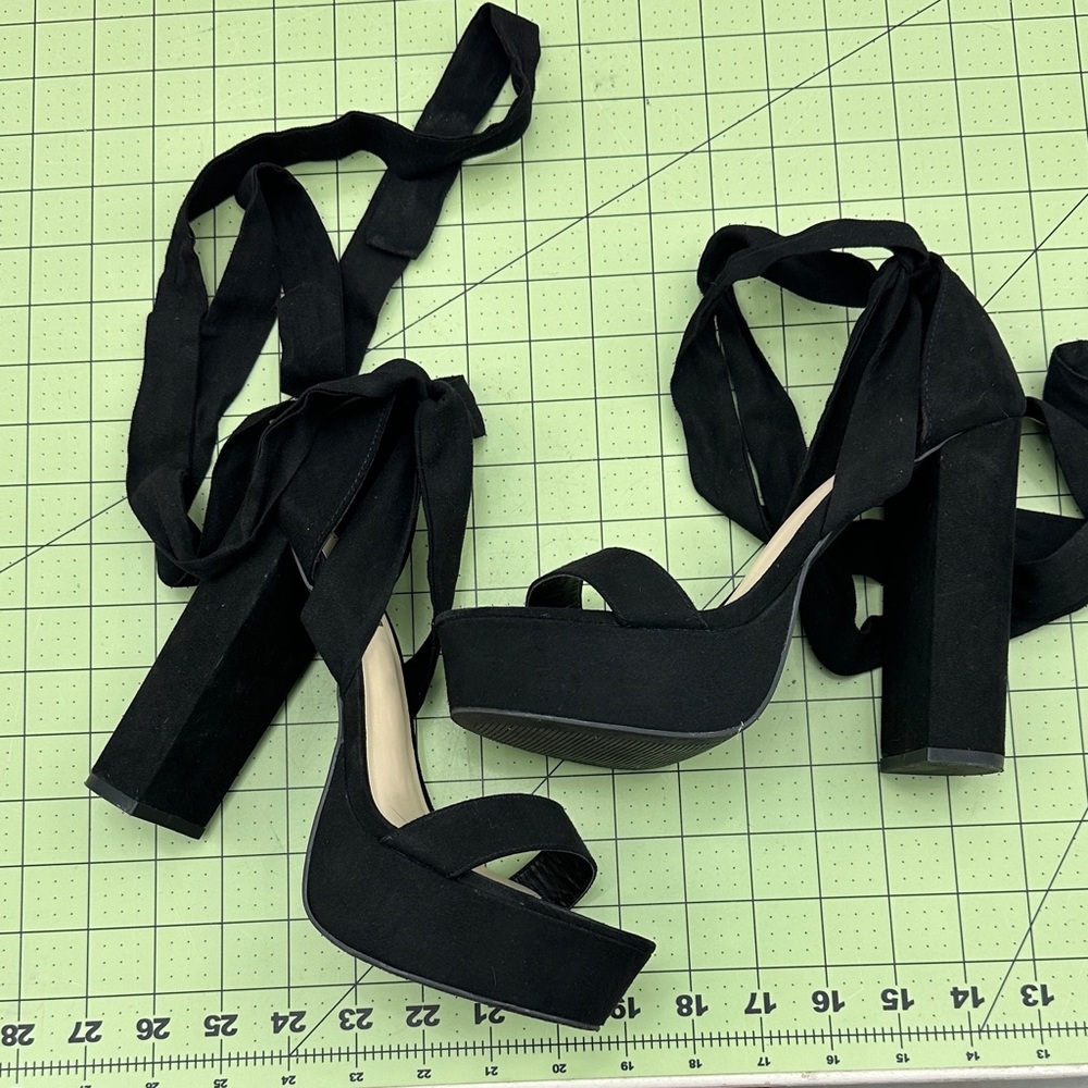 Fashion Nova Plot Twist Heel - Black Women's Heels Tie size 7.5